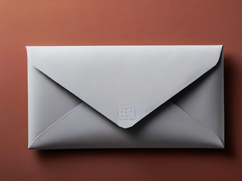 Two sealed unmarked envelopes with identical stamps and subject lines on a matte gray studio surface under soft side light.